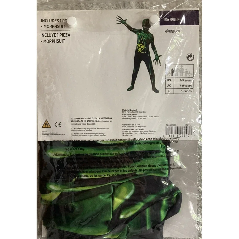Morph Costumes Radioactive Morphsuit Halloween Youth Boys‎ Size Medium Scary New